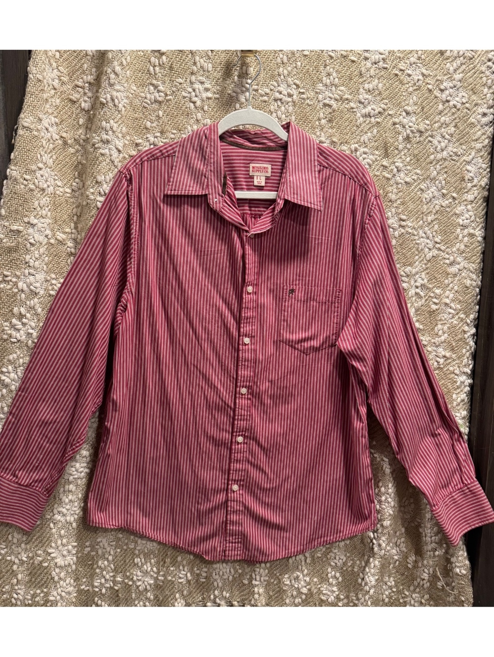 Mossimo Mens Dress Shirt Button Up Striped Business Casual Long Sleeve Sz Large
